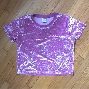 Pink Crushed Velvet Crop Tshirt